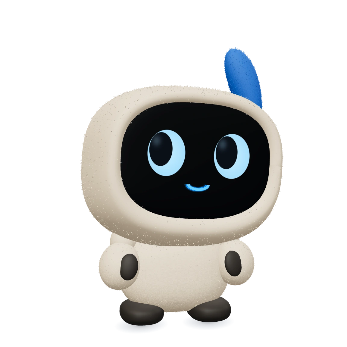 Tenny, a friendly cream-colored pocket robot companion with glowing eyes