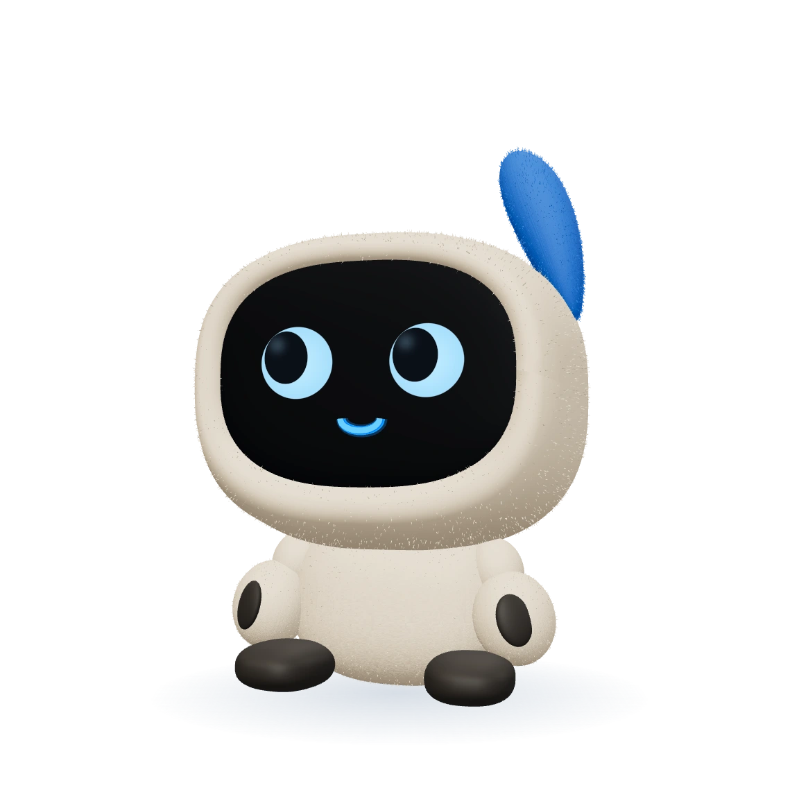 Tenny, a friendly cream-colored pocket robot companion with glowing eyes